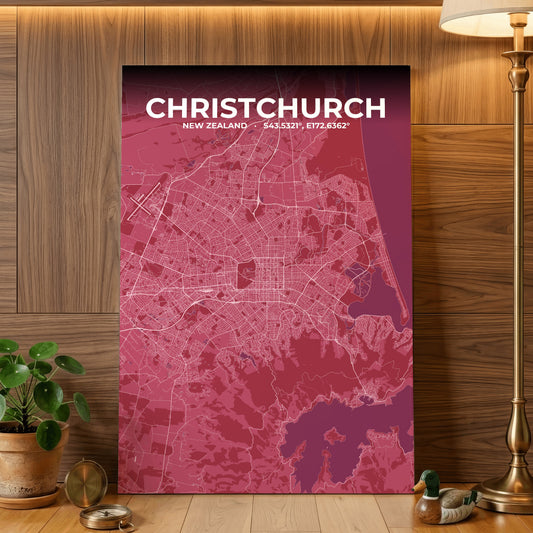 Christchurch Scarlet Map Poster