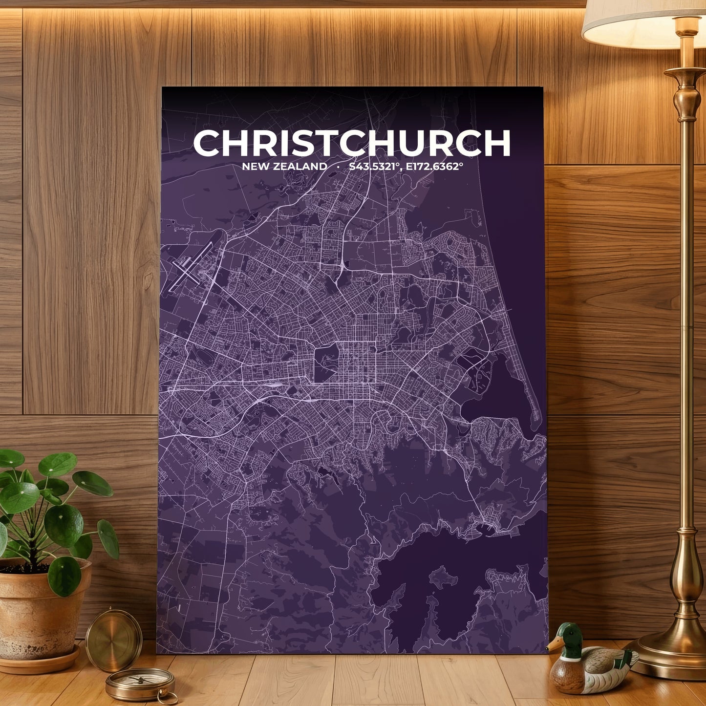 Christchurch Dusk Map Poster