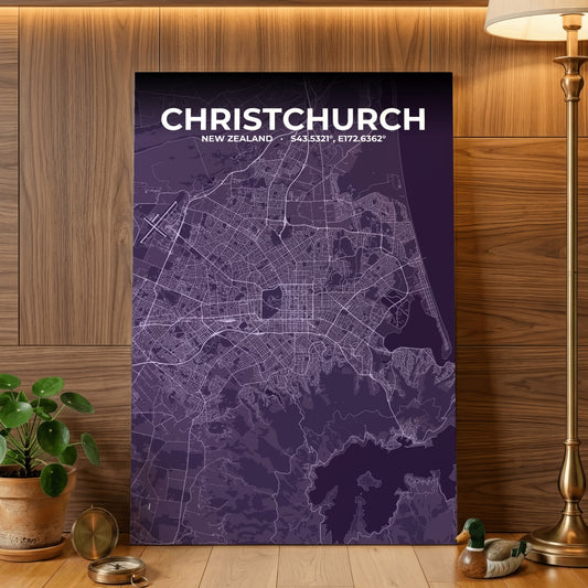 Christchurch Dusk Map Poster