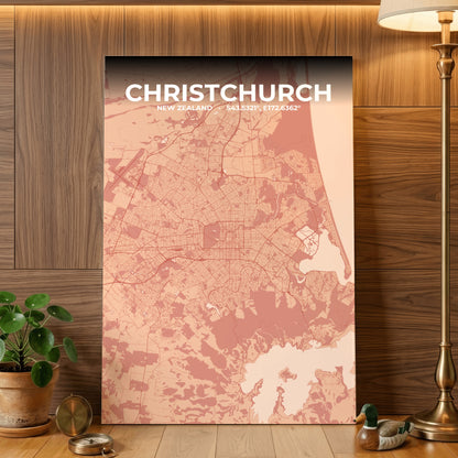 Christchurch Blush Map Poster