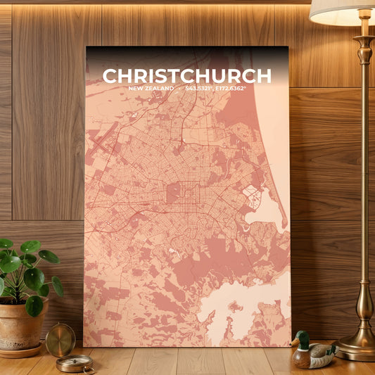 Christchurch Blush Map Poster