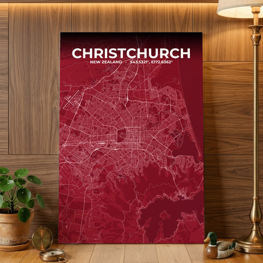Christchurch Garnet Map Poster