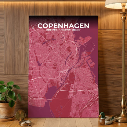 Copenhagen Scarlet Map Poster