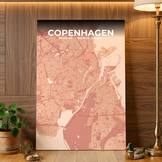 Copenhagen Blush Map Poster
