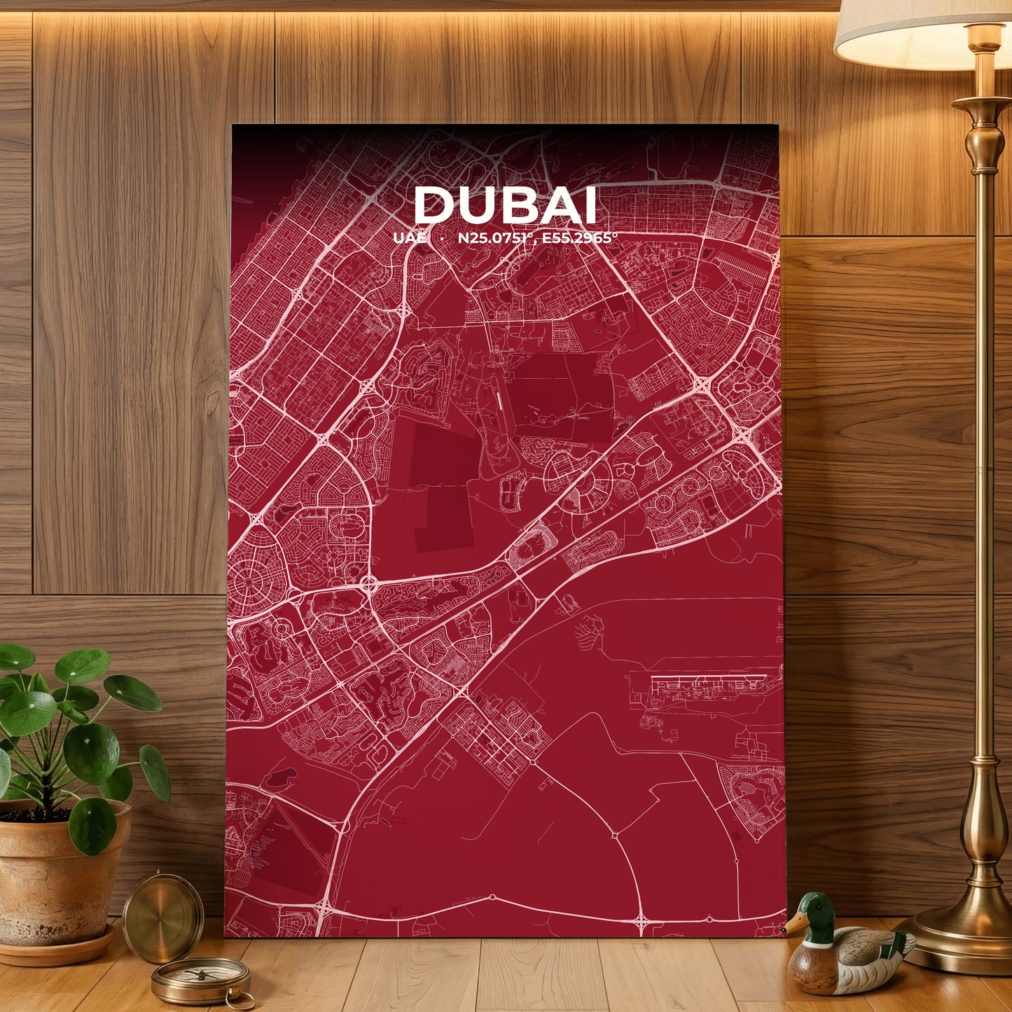 Dubai Garnet Map Poster