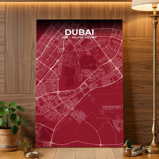 Dubai Garnet Map Poster