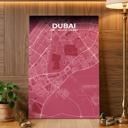 Dubai Scarlet Map Poster