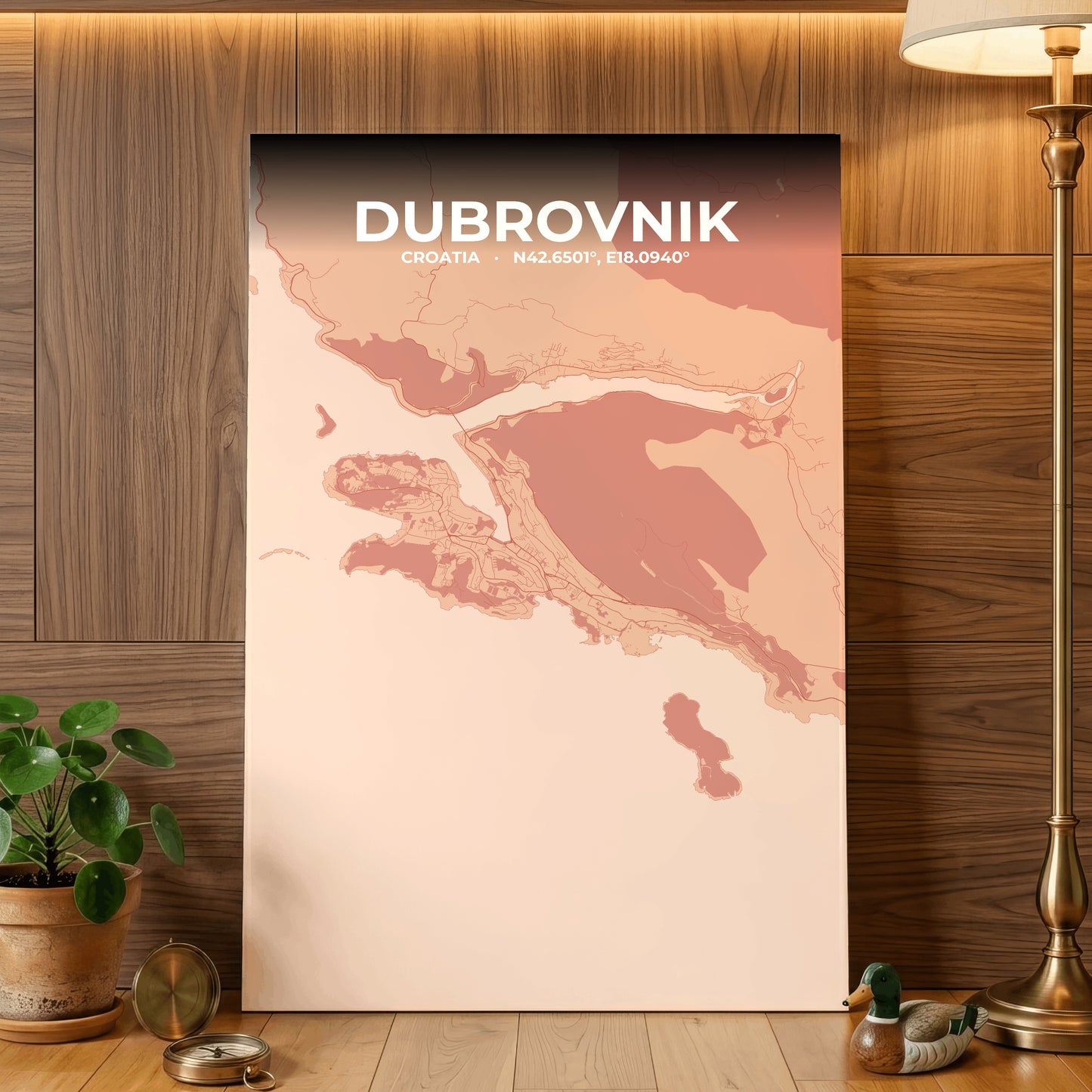 Dubrovnik Blush Map Poster