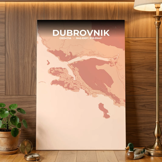 Dubrovnik Blush Map Poster