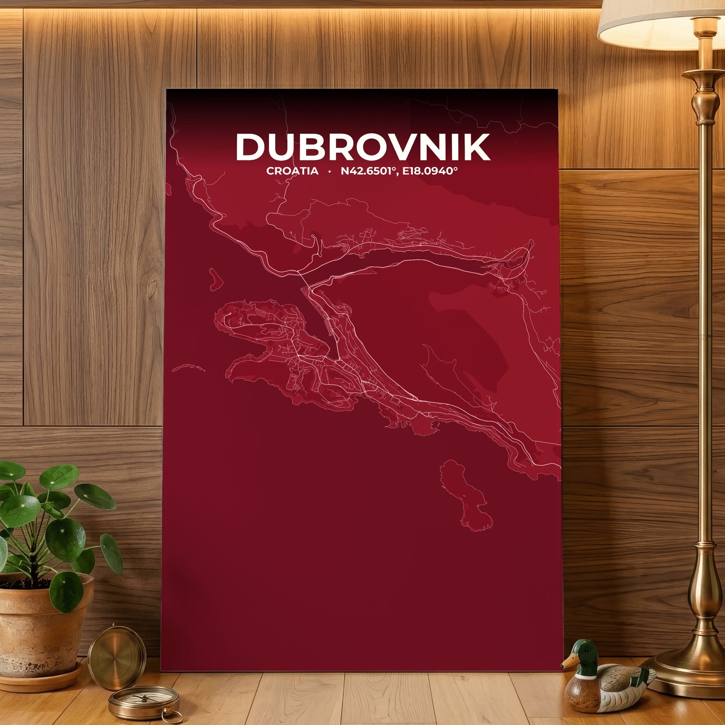 Dubrovnik Garnet Map Poster