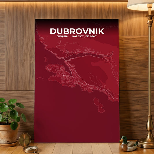 Dubrovnik Garnet Map Poster