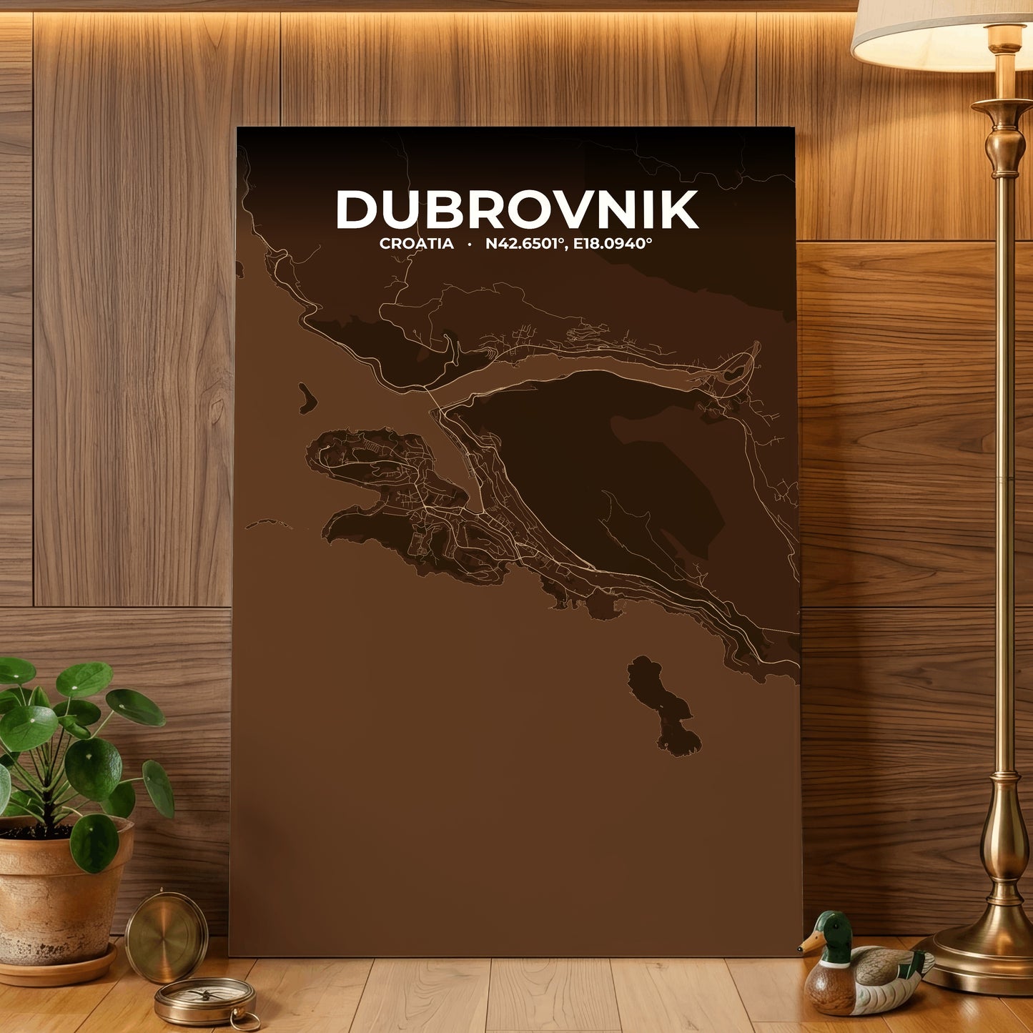 Dubrovnik Plum Map Poster