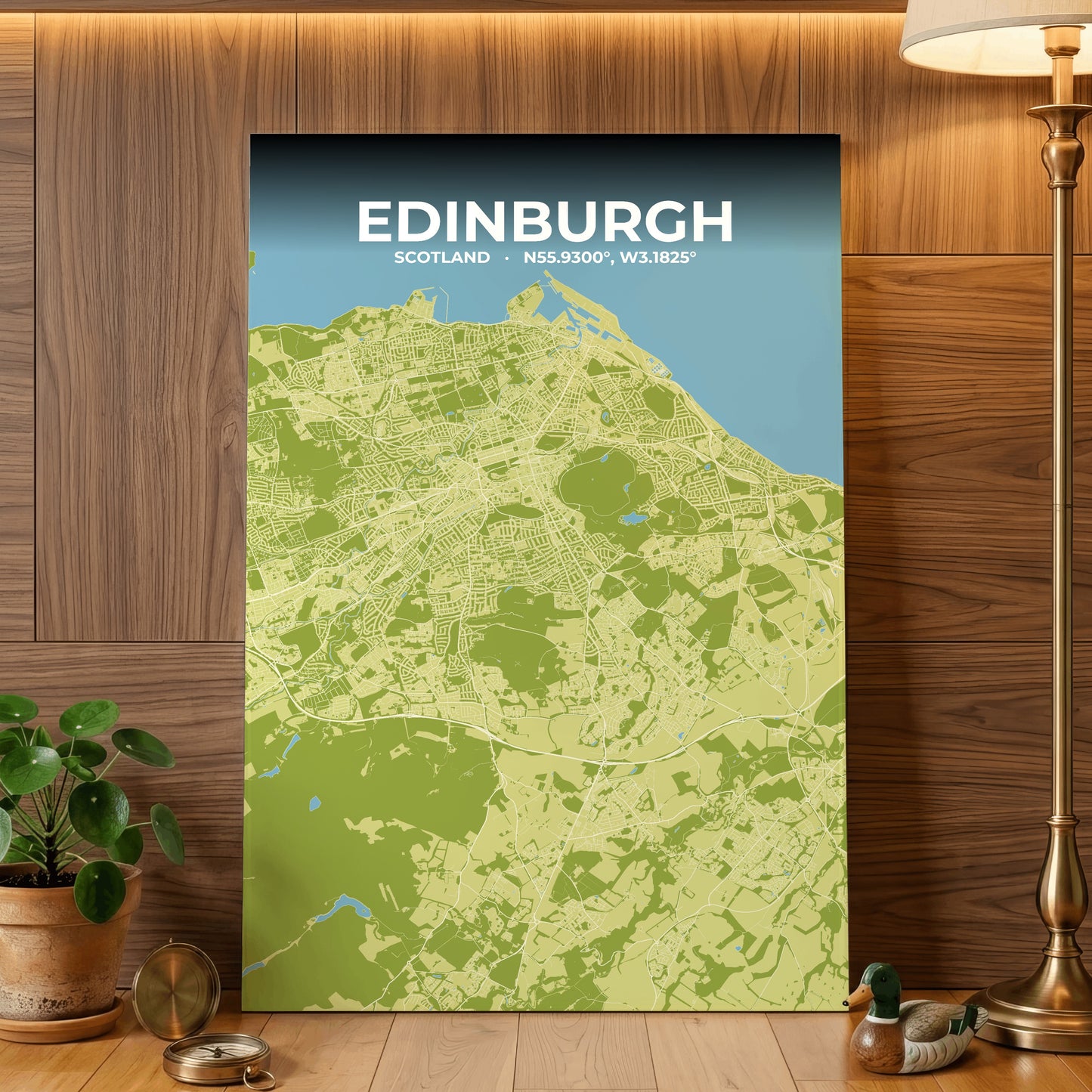 Edinburgh Fern Map Poster