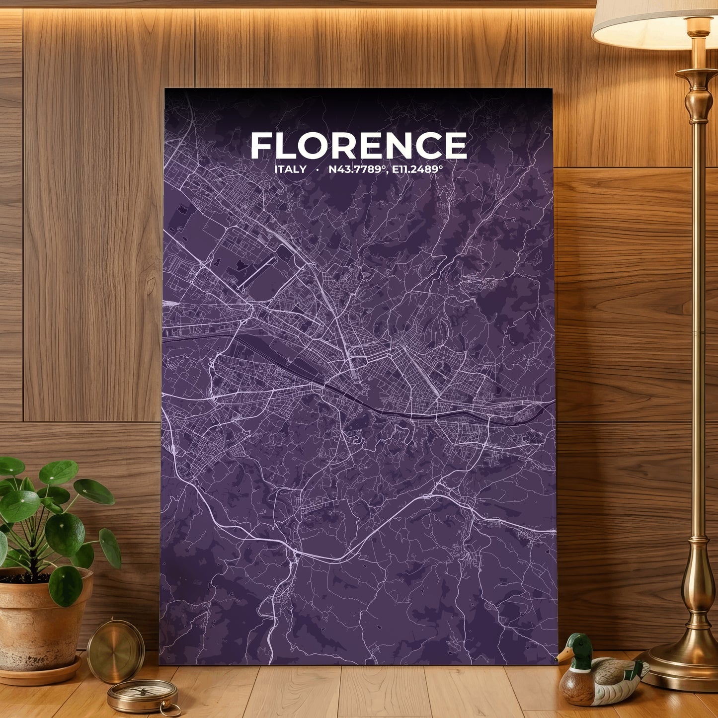 Florence Dusk Map Poster