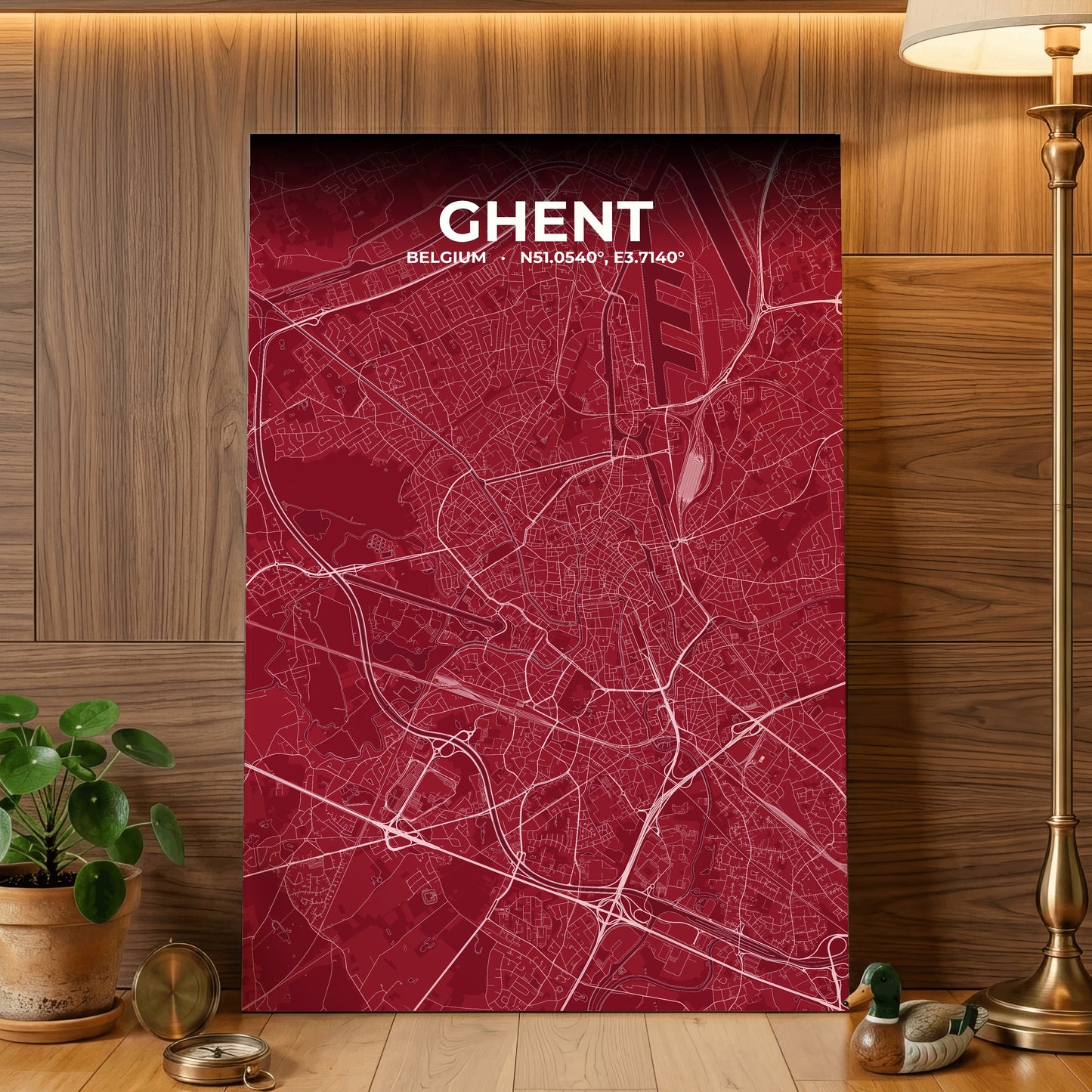 Ghent Garnet Map Poster