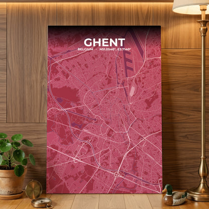Ghent Scarlet Map Poster