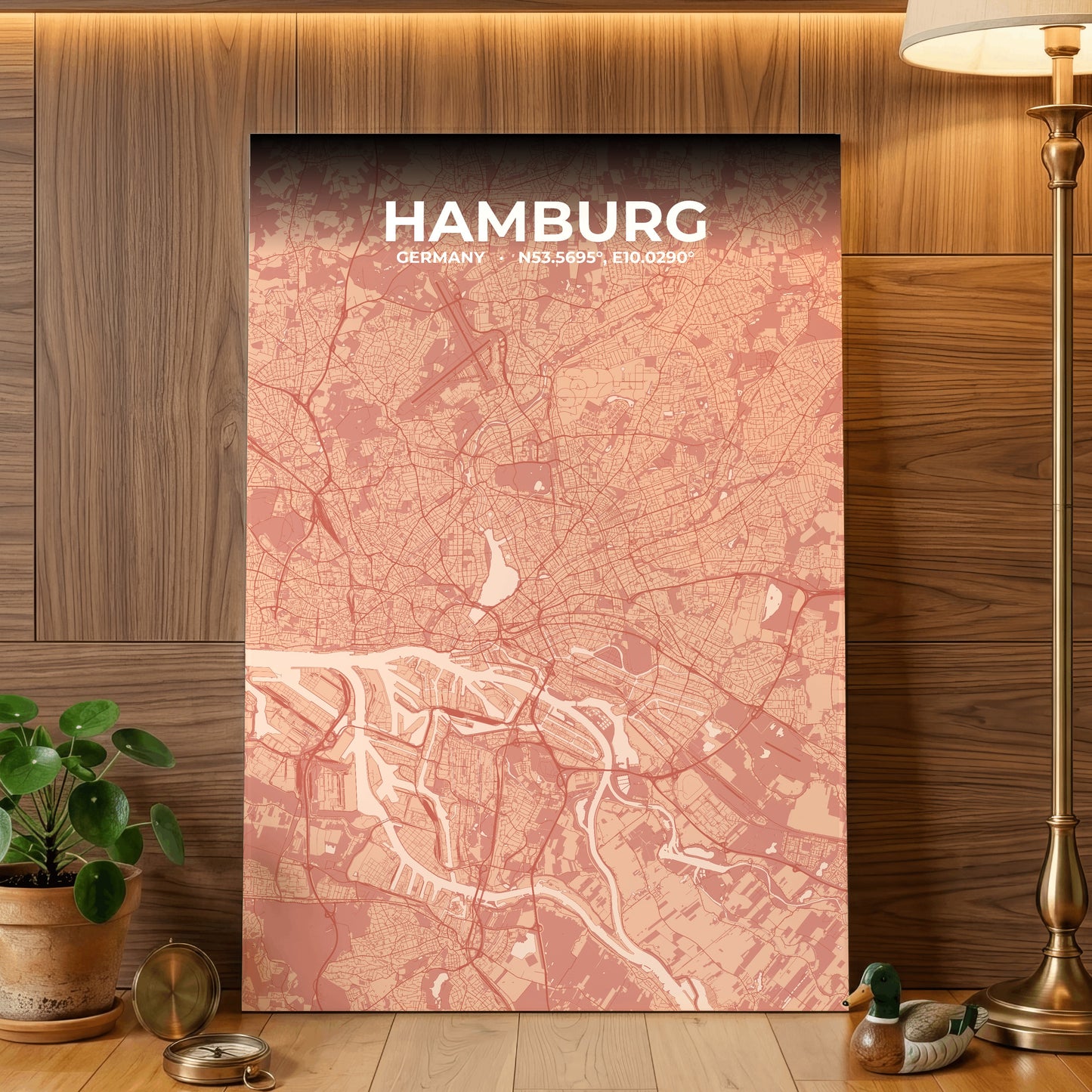 Hamburg Blush Map Poster
