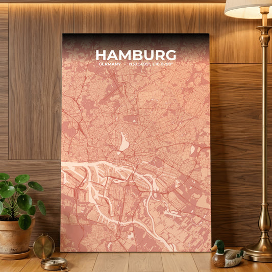 Hamburg Blush Map Poster