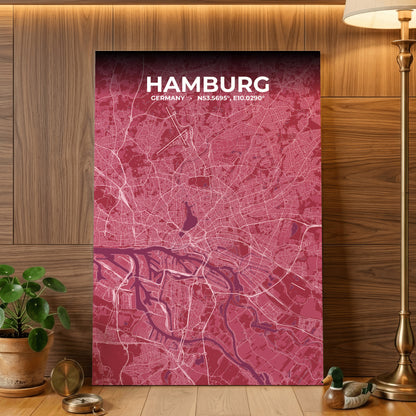 Hamburg Scarlet Map Poster