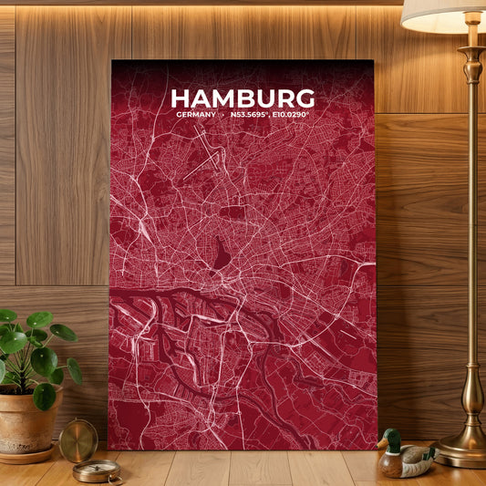 Hamburg Garnet Map Poster