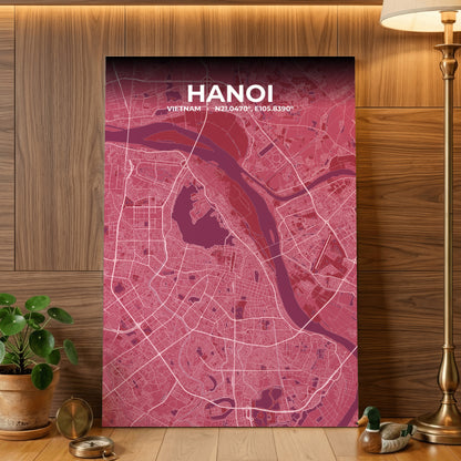 Hanoi Scarlet Map Poster