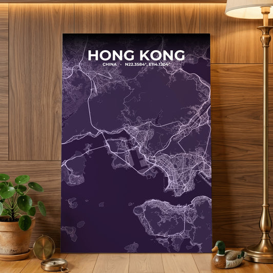 Hong Kong Dusk Map Poster