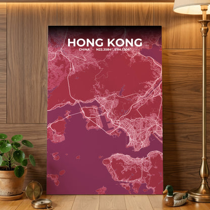 Hong Kong Scarlet Map Poster