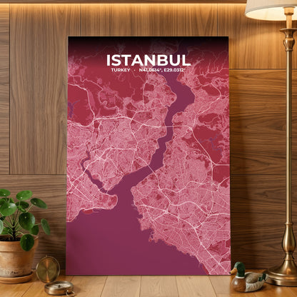 Istanbul Scarlet Map Poster