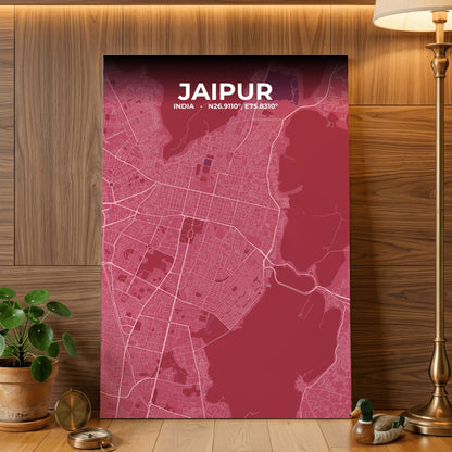 Jaipur Scarlet Map Poster