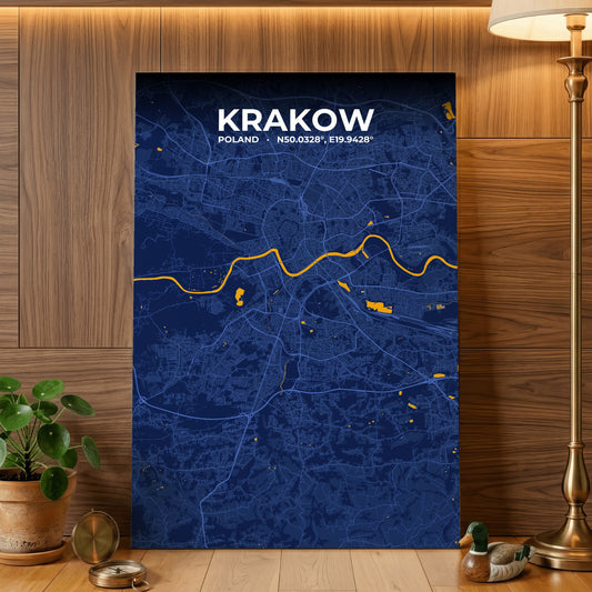 Krakow Ink Map Poster