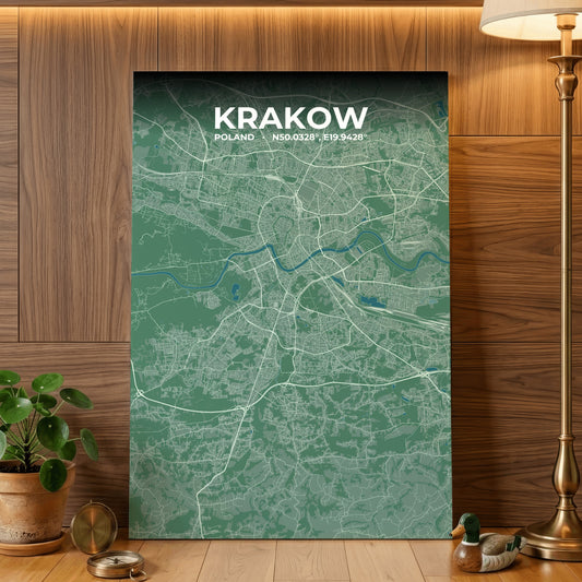 Krakow Mist Map Poster