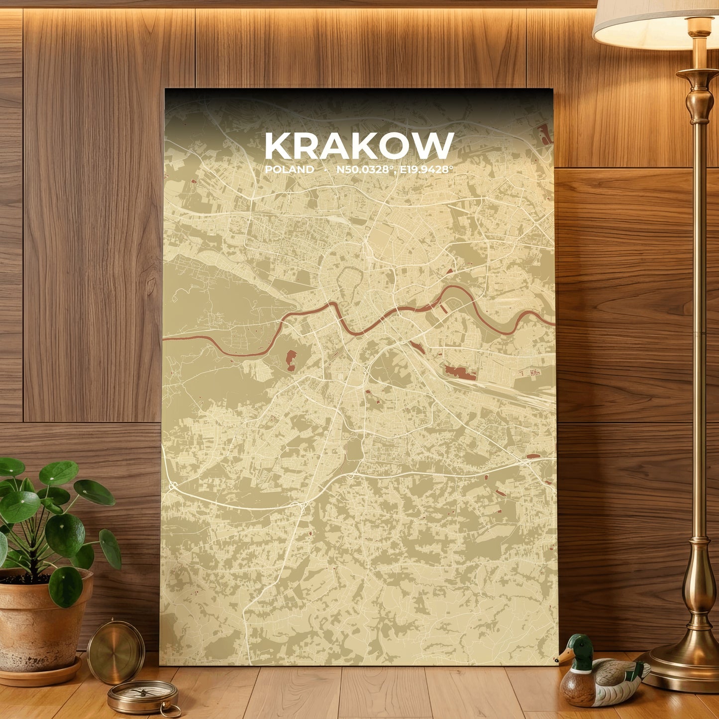Krakow Ember Map Poster