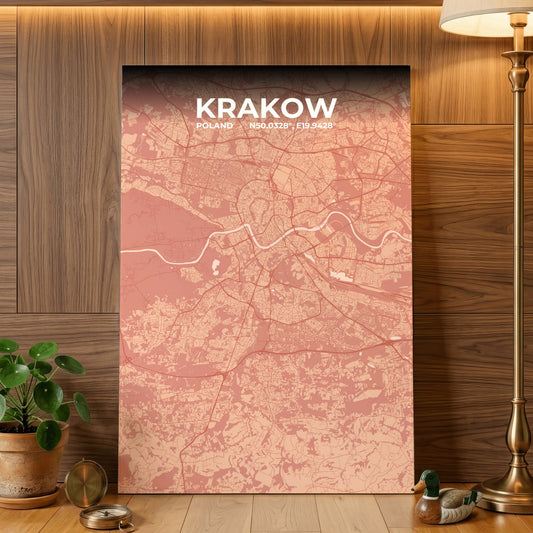 Krakow Blush Map Poster