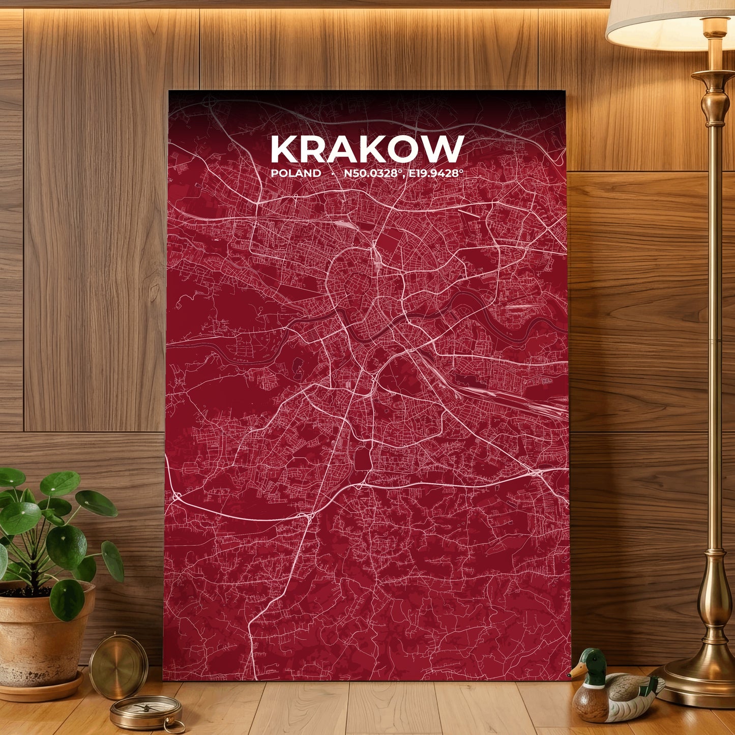 Krakow Garnet Map Poster