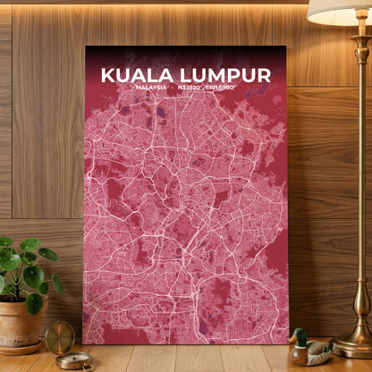 Kuala Lumpur Scarlet Map Poster