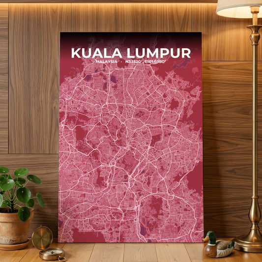 Kuala Lumpur Scarlet Map Poster