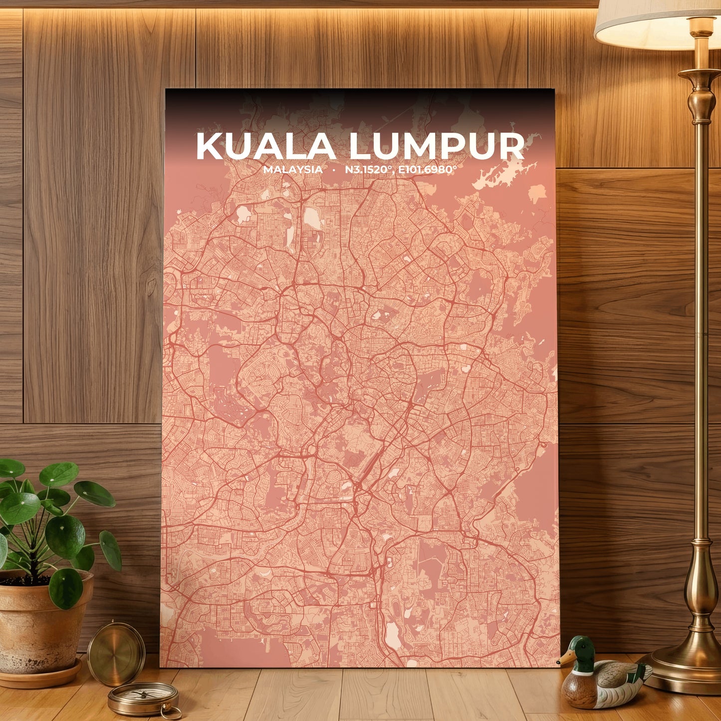 Kuala Lumpur Blush Map Poster