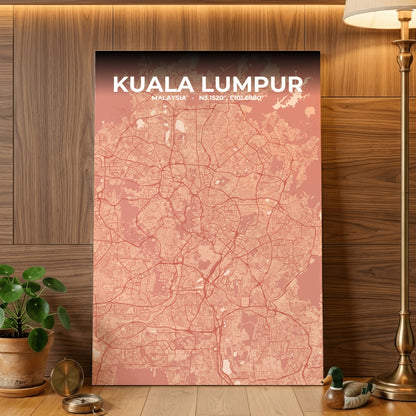 Kuala Lumpur Blush Map Poster