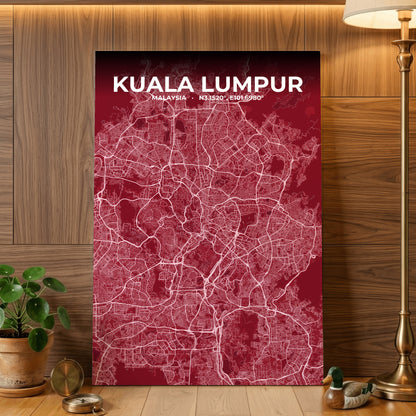 Kuala Lumpur Garnet Map Poster