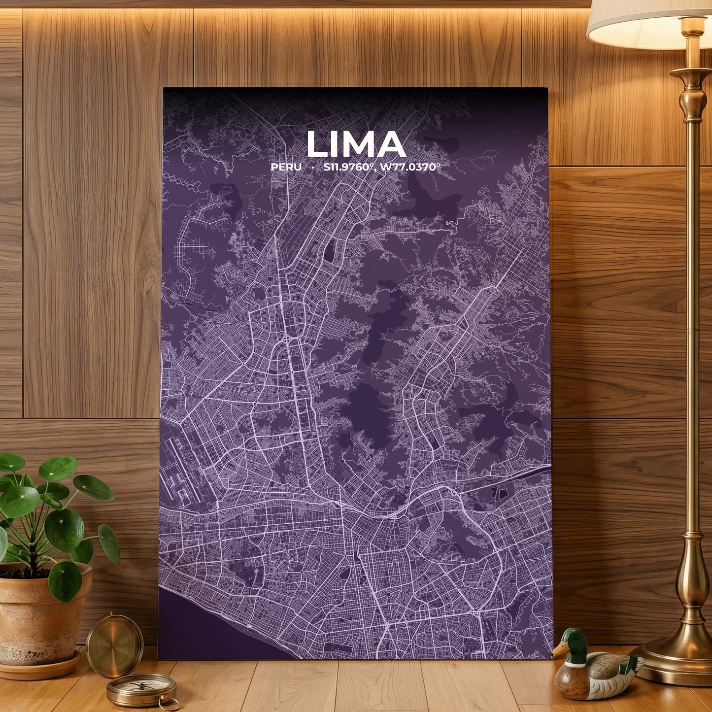 Lima Dusk Map Poster