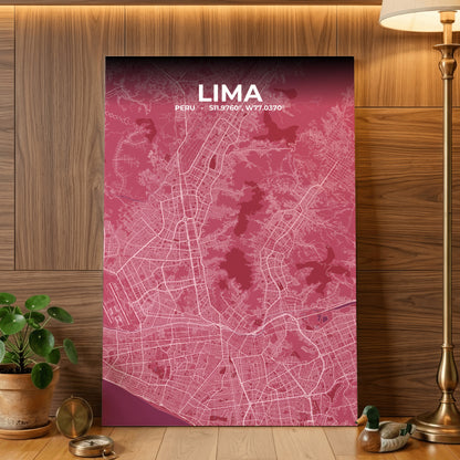 Lima Scarlet Map Poster
