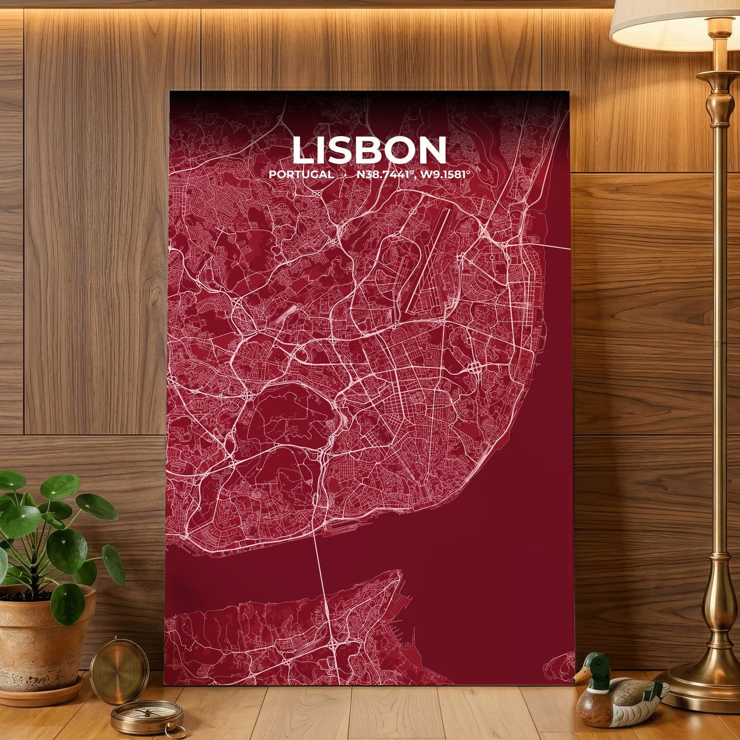 Lisbon Garnet Map Poster