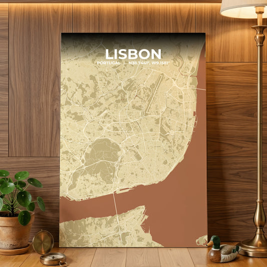 Lisbon Ember Map Poster