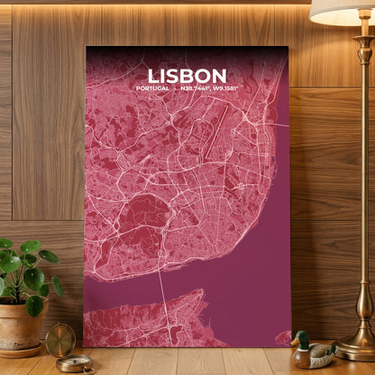 Lisbon Scarlet Map Poster