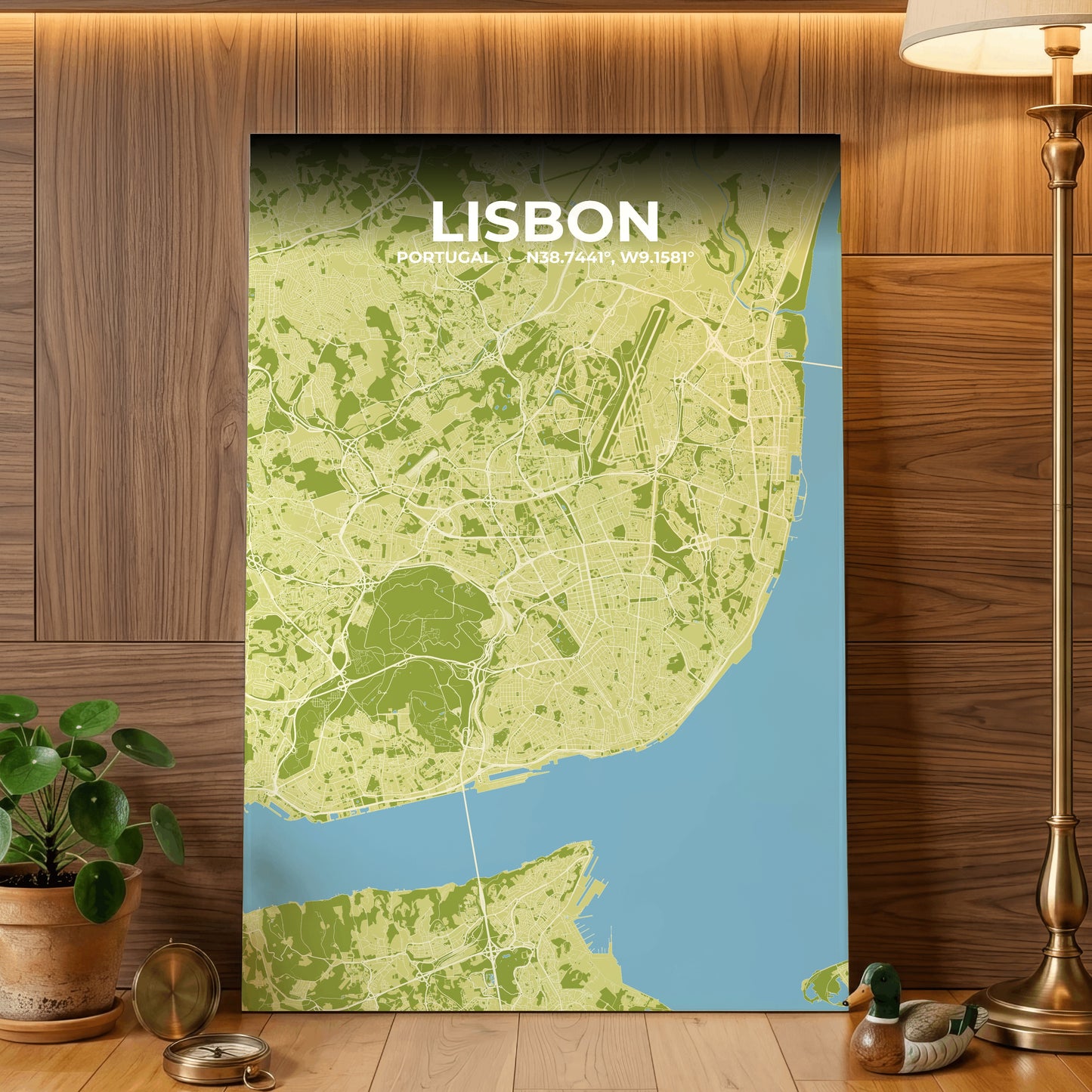 Lisbon Fern Map Poster