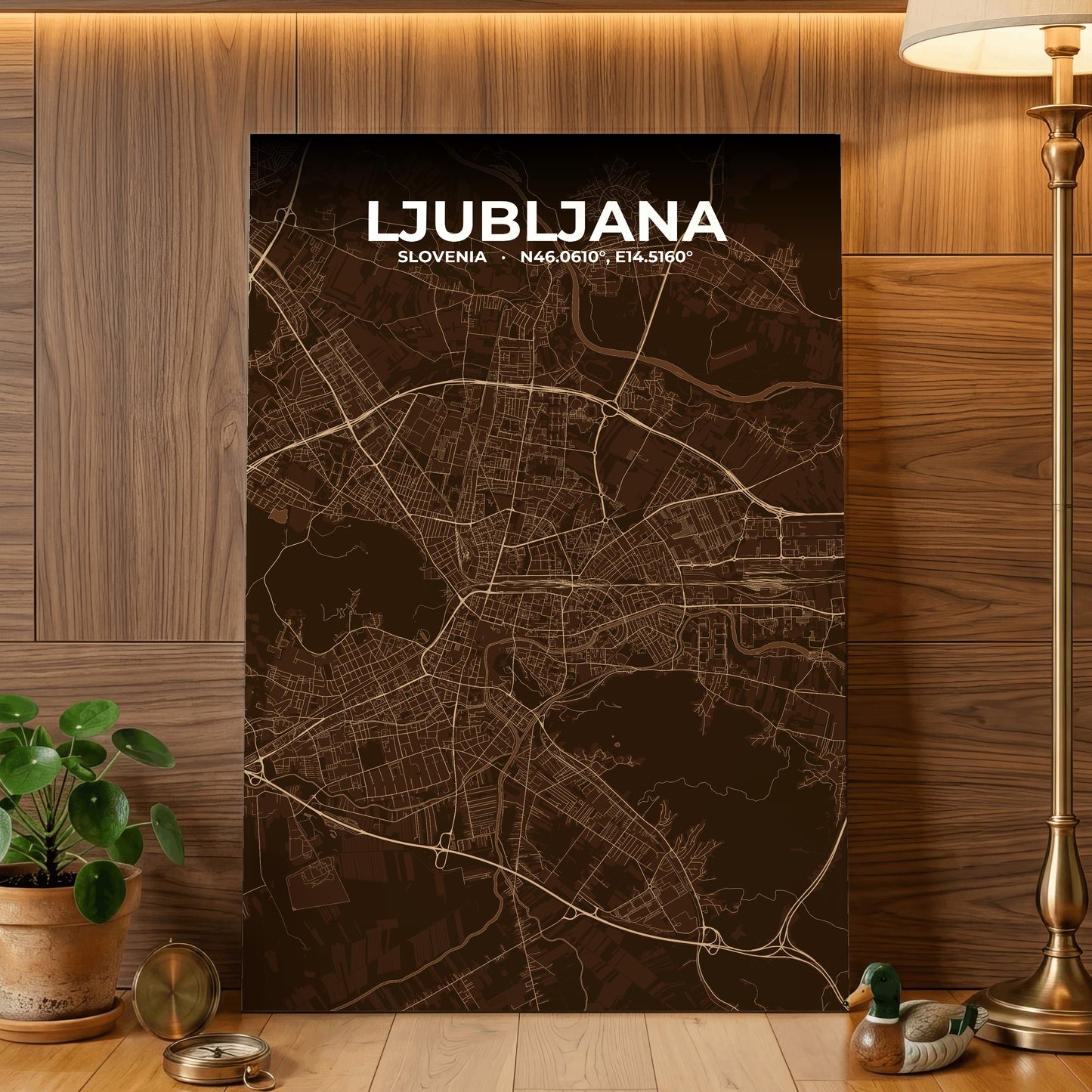 Ljubljana Plum Map Poster