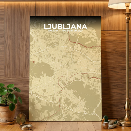 Ljubljana Ember Map Poster