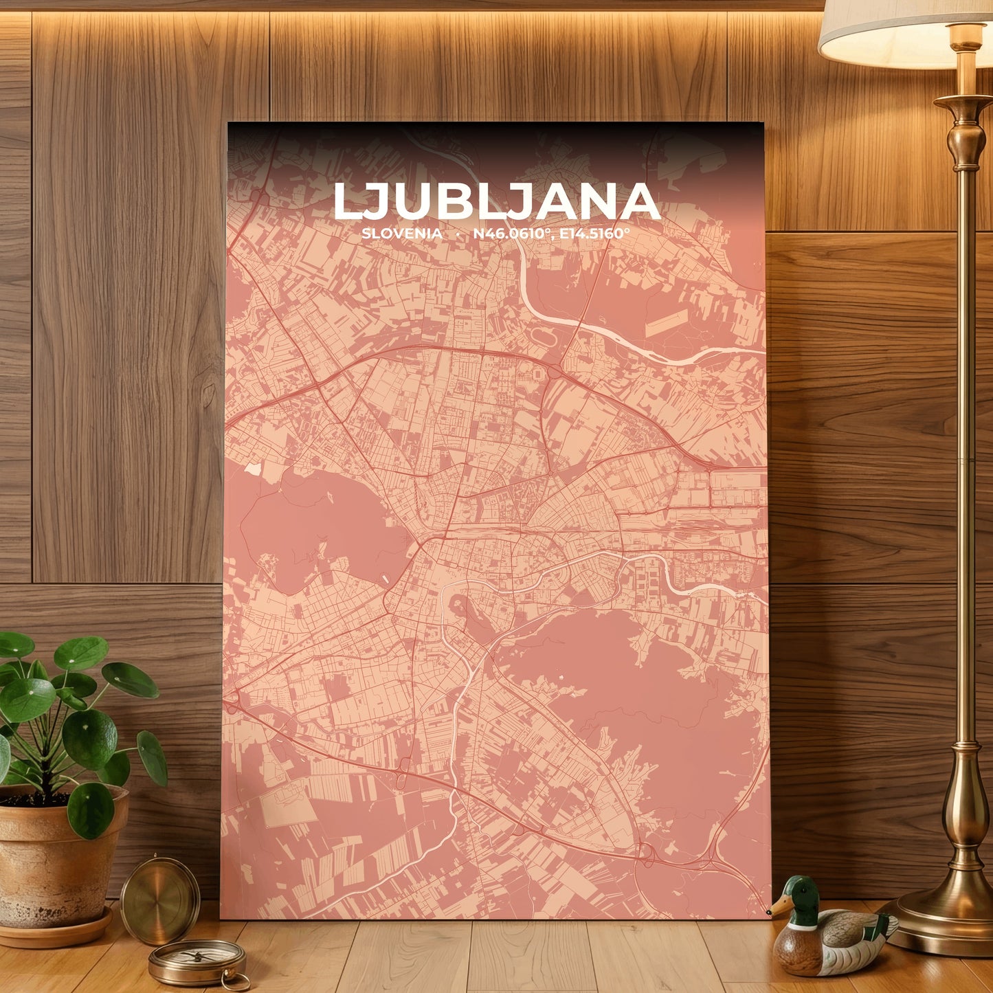 Ljubljana Blush Map Poster