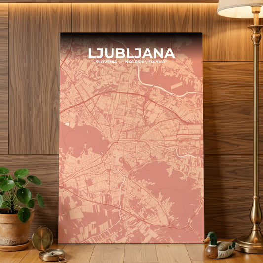 Ljubljana Blush Map Poster