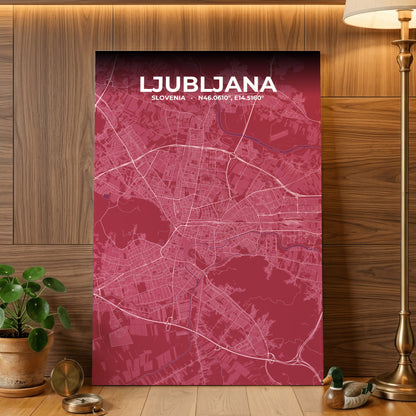 Ljubljana Scarlet Map Poster